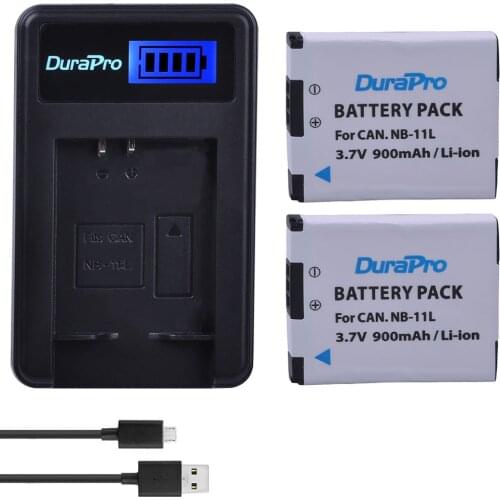 2PCS 900mAh NB-11L NB11L NB 11L Rechargeable Camera Battery +LCD USB Charger For Canon IXUS 125 240HS A3400 A4000 A2300 A2400 Z1