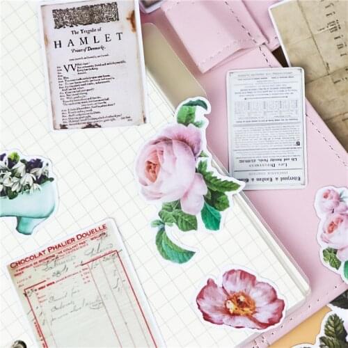 26pcs/pack cute Retro file flower Stationery Stickers Pack Posted It Kawaii Planner Scrapbooking Memo Sticker School Supplies