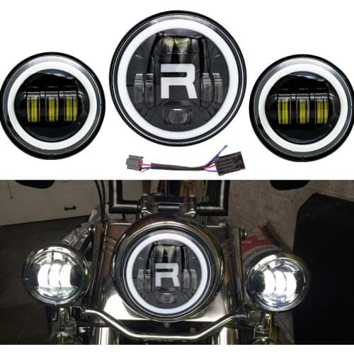 7inch Round LED Headlights + 4.5inch Fog Passing Lights and Adapter Ring