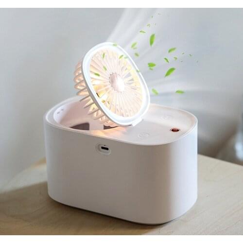 Wireless Ultrasonic Air Humidifier with Small Cool Folding Fan Hydrating Humidity 2 in 1 Multifunction Portable Aroma Diffuser