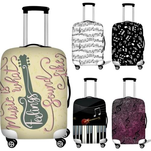 Thicker Music Notes Travel Luggage Suitcase Protective Cover for Trunk Case Apply to 18''-32'' Suitcase Cover Elastic Perfectly