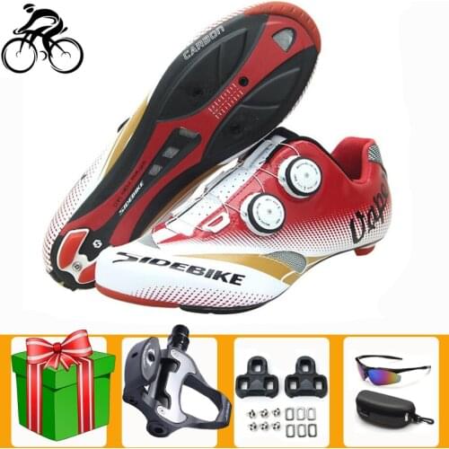 SIDEBIKE Road Bike Shoes 2021 Bicicleta Self-Locking Carbon Fiber Breathable Cycling Sneakers Men Add Pedals Ultra-light Riding