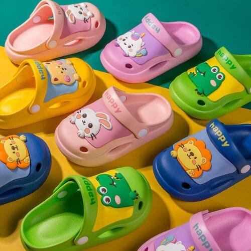 Baby Slippers 2-8 Yrs Eva Cartoon Cute Animals Summer 2021 New Indoor Anti-skid Soft Bottom Strap Boys Girls Slippers Sandals