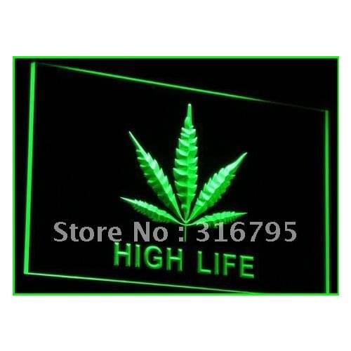E006 Hemp Leaf High Life NR LED Neon Light Signs with On/Off Switch 20+ Colors 5 Sizes to choose