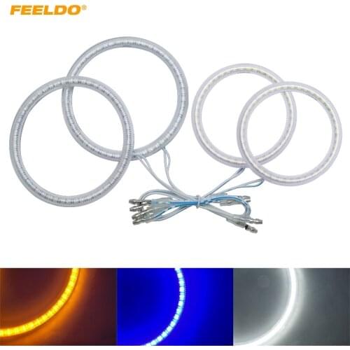 FEELDO 2X100mm 2X80mm Car LED Halo Rings Angel Eyes DRL Head Lamp For VOLKSWAGEN Magotan #HQ5267