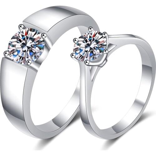 ANZIW 925 Sterling Silver Moissanite Diamond Solitaire Engagement Ring Adjustable For Men Women Couple Ring Jewelry Gifts