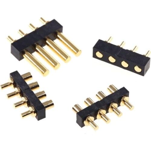 5 Pcs Female Pogo Pin Connector Contact Pad 4 Positions 2.54mm Pitch Through Hole Straight Differnent Height To Choose