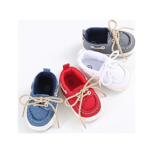 Baby Boys Girls Shoes Non-slip Soft Sole Walking Shoes First Walkers Lace Up Sneakers for 0-18M