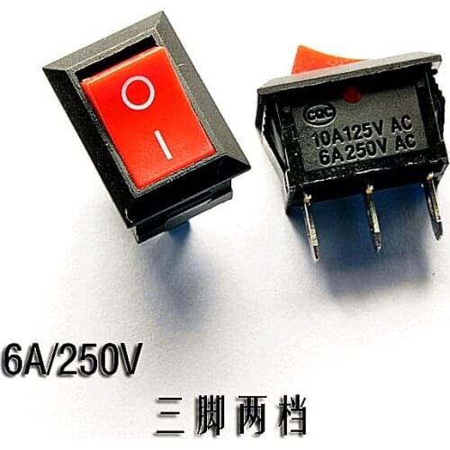 Rocker Switch Power Switch KCD1-102 Red 3 Pin 2 File 6A/250V 10A125V (20PCS)