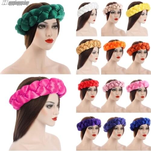 Fashion Candy Color Braids Twist Headbands for Women African Headwear Elastic Hair Bands Ladies Turban Female Bandage Headwrap