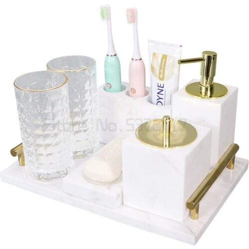 Marble European light luxury bathroom supplies bathroom five piece set brushing cup washing set