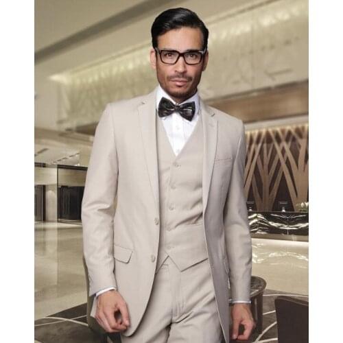 New Arrival Slim Fit Man Suit Khaki Peak Lapel Business Casual Tuxedo 3 Piece(Jacket+Pant+Vest)Custom Made Wedding For Man Suit