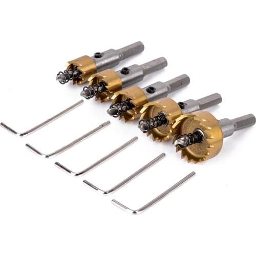 5pcs/set HSS Drill Bit Holesaw Set Twist Drill Bits Hole Saw Cutter Metal Wood Drilling Hole Cut Tool 16/18.5/20/25/30mm