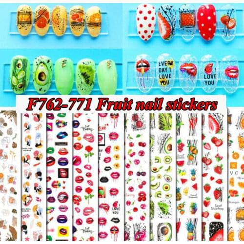 3D Summer Fruit Nail Art Stickers Manicure DIY Nails Wraps Slider Decoration Avocado Pawpaw Strawberry Designs Adhesive Decals