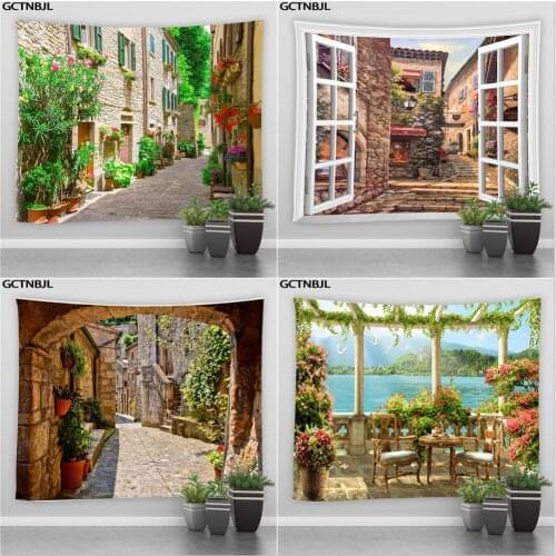 Street Alley Landscape Tapestry Hippie Wall Hanging Retro Architecture Style Home Decor Big Tapestries Bedroom Dormitory Blanket