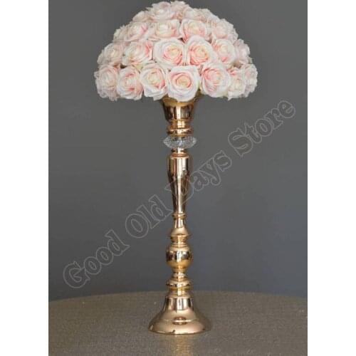 2022 New Crystal Wedding Centerpiece Metal Flower Vases with crystal Stone Table Decor 10pcs/lot