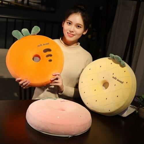 New Cute Creative 3D Fruit Cushion Soft PP Cotton Office Chair Sofa Back Decorative Food Plush Pillows Modern Home Decor