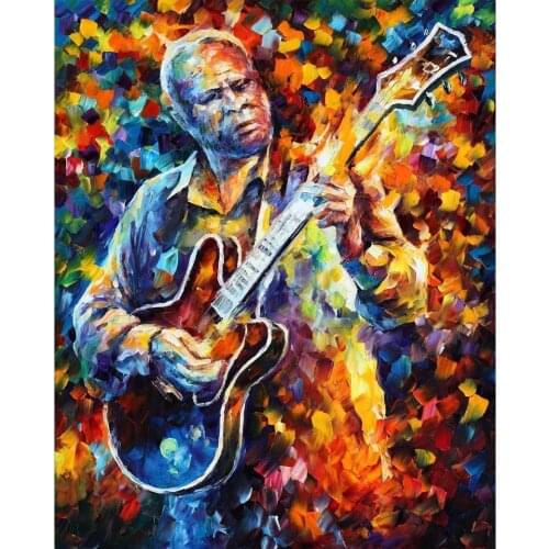 Palette knife oil painting Portrait bb king long nights Modern art High quality Hand painted home decor