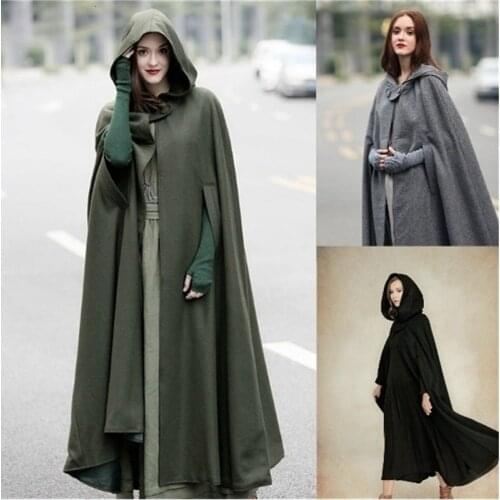 Medieval Gothic Hooded Cloak Thin Coat Women Vintage Vampire Devil Capes Viking Pirate Robes Overcoat Halloween Cosplay Costumes
