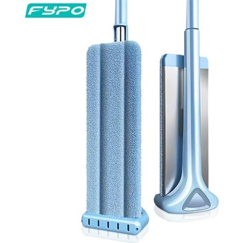 FYPO Aluminum alloy Flat Squeeze Mop,Home Kitchen Floor Mop Cutting Cleaning, Plate Hand Free Washing Microfiber Magic Mop Stick