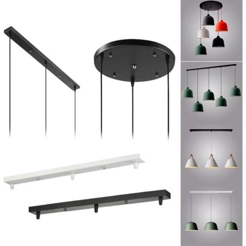 Ceiling Plate Black/White Iron Pendant Lamp Base DIY 3hole 30/50cm Long/Round Ceiling Chandelier Suspension Lighting Accessories