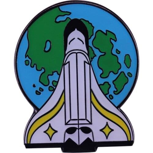 Rocket Back To The Earth Brooch White Spacecraft Badge Astronaut Series Jewelry