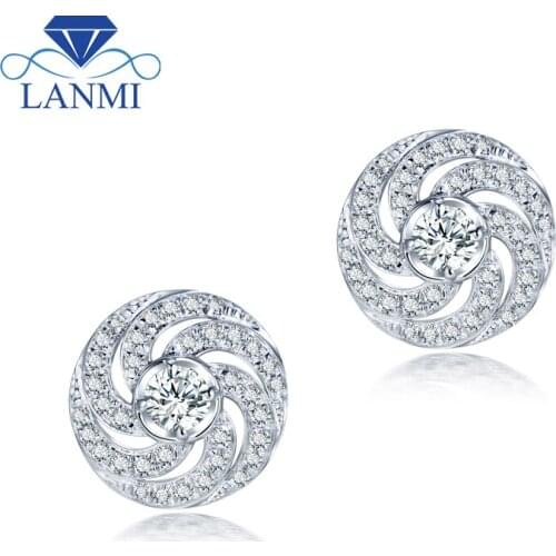 LANMI New Arrival 14Kt White Gold Diamond Wedding Earring SI Clarify Stone for Women Anniversary Loving Jewelry Gift