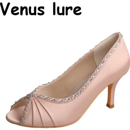 23 Colors Womens Evening Wedding Shoes Blush Pink Peep Toe Party ware Pumps Size 7