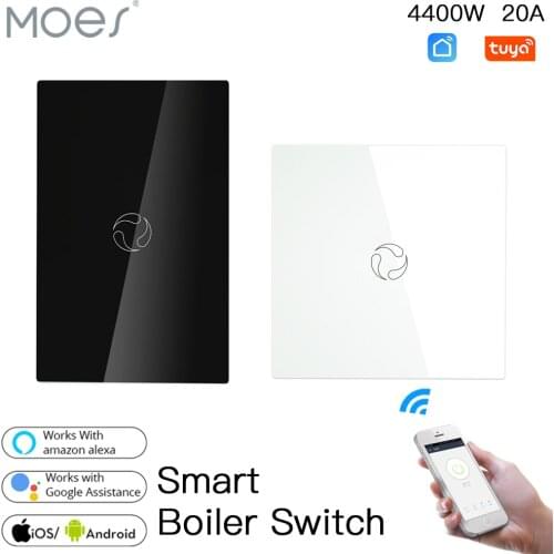 WiFi Smart Boiler Switch Water Heater Smart Life Tuya APP Remote Control Amazon Alexa Echo Google Home Voice Control Glass Panel