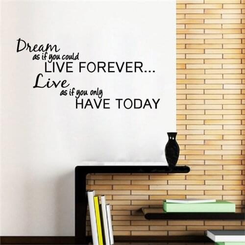 Inspirational Quotes & Sayings Vinyl Wall Sticker"Live As If You Only Have Today" Wall Decals For Home Living/Study Room Decor