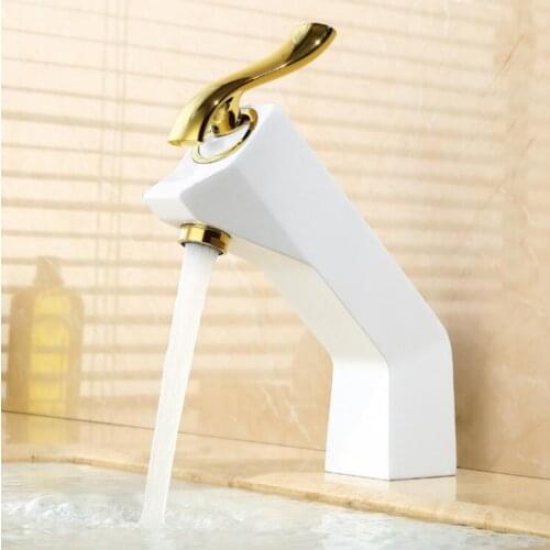 Vidric New arrival unique design brass chrome white baking finished bathroom single lever hot and cold basin faucet