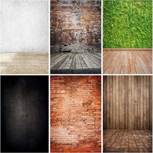 Art Fabric Photography Backdrops Props Wooden Floor Brick Wall Baby Portrait Photo Studio Background 21802ZTN-01