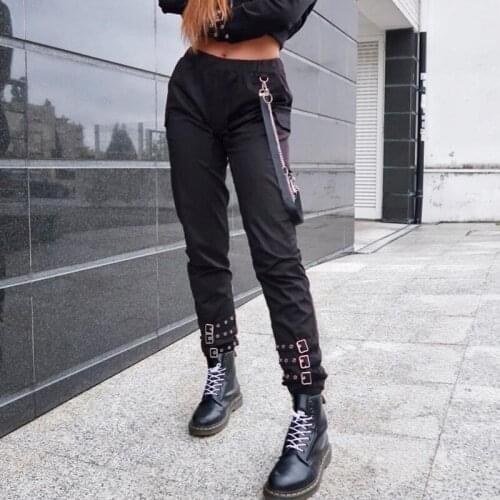 High Waist Gothic Pants Women 2021 Harajuku Streetwear Cargo Joggers Women Pants