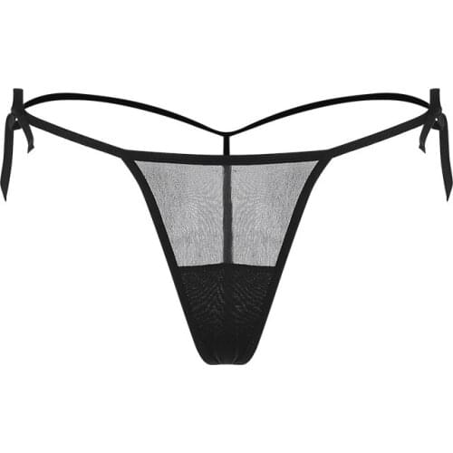 Women Sexy panties solid color thin thong low waist temptation ladies lingerie underwear sports mini T back femme black white