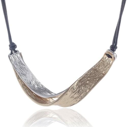 ELOYHI Women Double CollarChoker Leather Rope Necklace Geometric For Women Trendy Neckalce&Pendants Gift