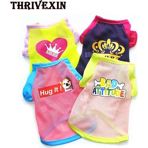Dog Vests T-Shirt Dog Clothing Summer Breathable Mesh Mesh T-shirt Thin Short Sleeves Trendy Teddy Bichon Hiromi Bull Dog Clothe
