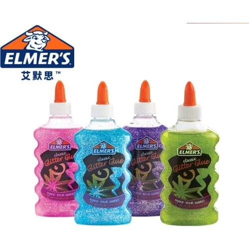 1 Bottle Elmers Liquid Glitter Glue, Washable, Green, Pink , Purple, Blue, 6 Ounces 177ml - Great For Making Slime
