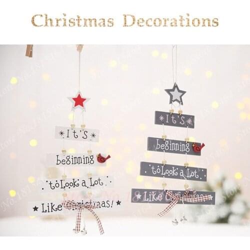 1pcs Xmas Wood Pendant Christmas Tree Decorations Xmas Hanging Ornaments DIY Wood Craft New Year Gift