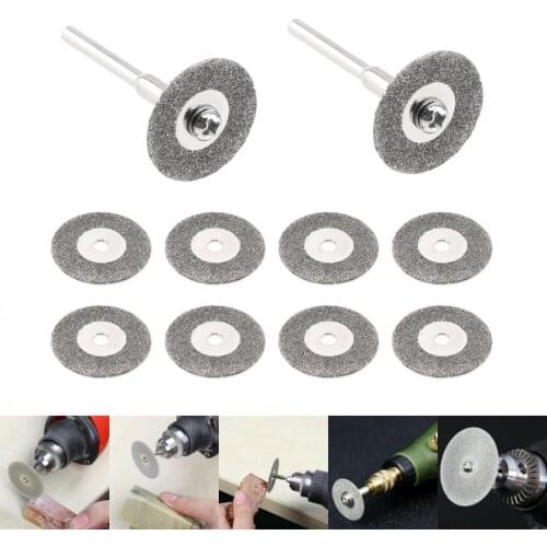 10pcs/lot 20mm Circular Saw Blades Diamond Cutting Discs Saw Blade with 2pcs 3mm Diameter Fixed Rod for Cutting Glass Metal