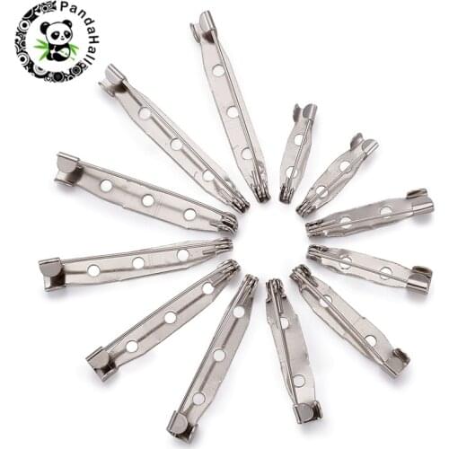 100pcs/lot Iron Brooch Base Back Bar Pins Safety Catch with Holes For Jewelry Findings Accessories Platinum 20~40x5~6mm