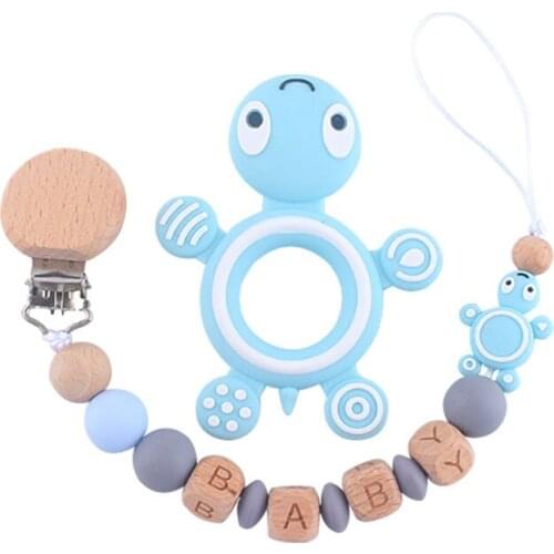2Pcs/Lot DIY Food Grade Pacifier Chain Baby Silicone Anti-lost Chain Baby Molar Pacifier Chain Loose Bead Tortoise Chew Teether