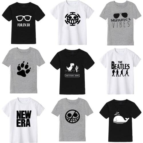 2021 New casual fashion personality map pure cotton childrens T-shirt kids clothes girls and boys clothes high quality top
