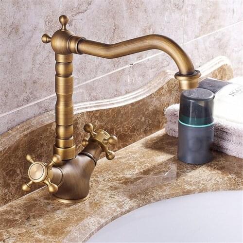 Antique Brass Kitchen Faucet 360 Swivel Bathroom Basin Sink Mixer Tap Crane Home Improvement Accessories