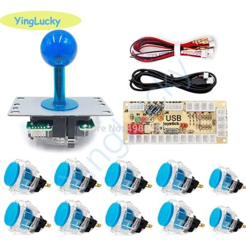Arcade joystick Kit USB Encoder PC Controller + sawan Joystick + Transparent Buttons For Arcade Mame Games raspberry pie