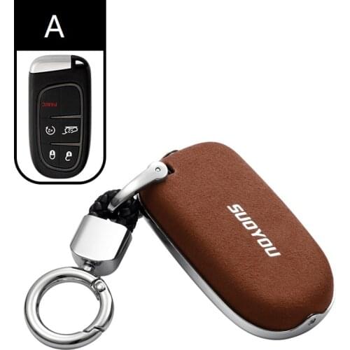 Car Key Case Cover Genuine Leather Galvanized Alloy For Dodge Journey Charger for Jeep Renegade Grand Cherokee for Chrysler 200