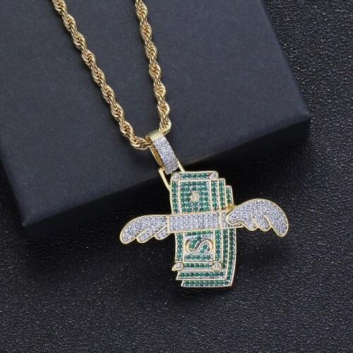 Dollars Shape Bling bling Hip Hop Pendant Micro pave with CZ stones Necklace Jewelry for men and women CN202
