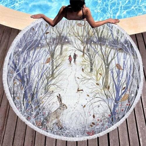 Large Beach Towel Round Flowers Printing Microfiber Sport Yoga Mat Blanket Home Decor Boho Style Bath Towels Dropshipping