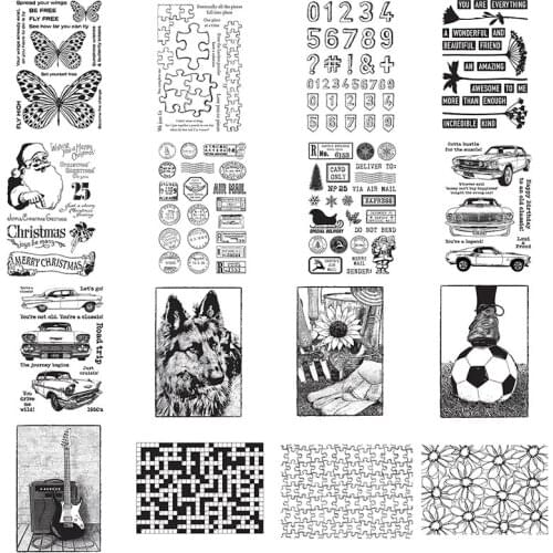 Clears Stamps Big butterfly Wild Wolf Flowers Play Football Guitar Car Number For DIY Scrapbook Photo Album Craft Card 2021 New