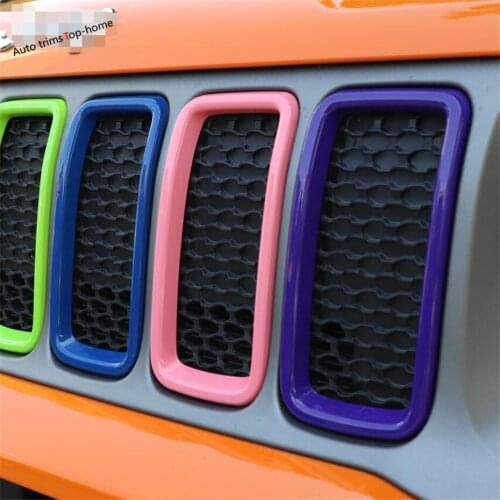 Yimaautotrims Front Grille Grill Decorative Ring Cover Trim Fit For Jeep Renegade 2019 2020 ABS Colorfully Exterior Mouldings
