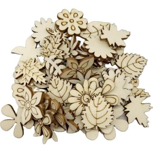 DIY Wood Discs Slices Natural Mix Flower Shape Wooden Craft Home Decoration Handmade Hanging Ornament Accessory Scrapbooking
